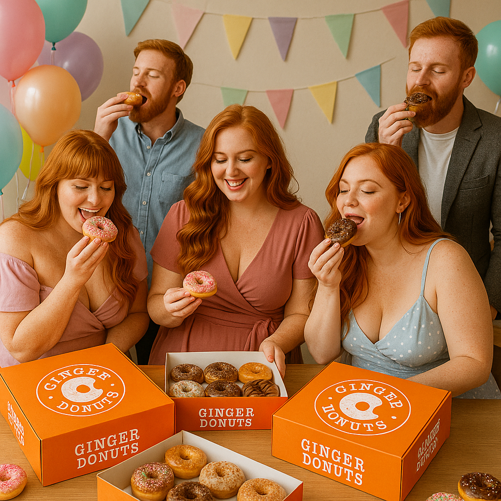 rouquines qui mange des donuts de chez ginger donuts à geneve