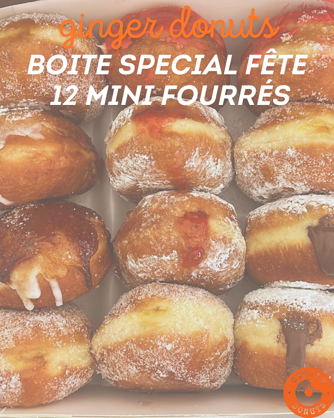 BOX spéciale fêtes – 12 mini donuts fourrés Ginger Donuts